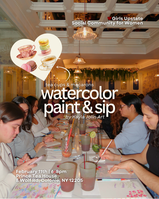 Watercolor Paint & Sip | Tea Cups & Macarons (Albany 2/11)