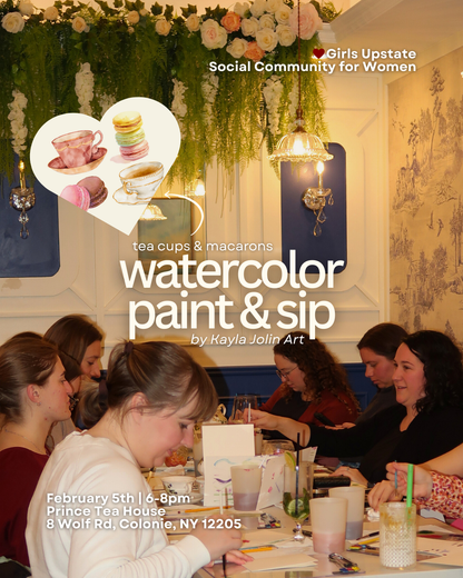 Watercolor Paint & Sip | Tea Cups & Macarons (Albany)