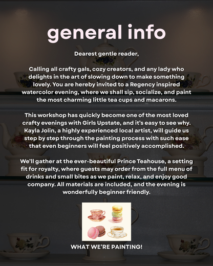 Watercolor Paint & Sip | Tea Cups & Macarons (Albany)