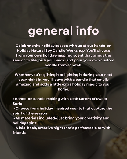 Pour & Sip | Holiday Candle Workshop