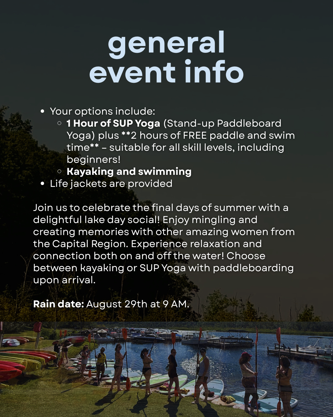 Lake Day Social (Saratoga 8/23)