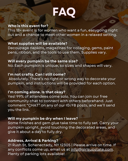 Pumpkin Craft Social (Schenectady 11/7)