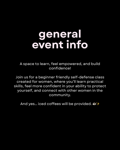 Womens Self Defense Class (Saratoga 9/26)